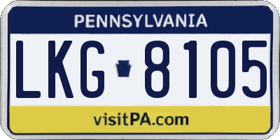 PA license plate LKG8105