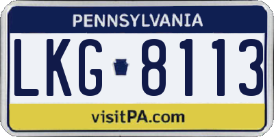 PA license plate LKG8113