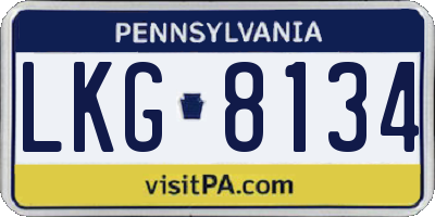 PA license plate LKG8134