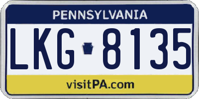 PA license plate LKG8135