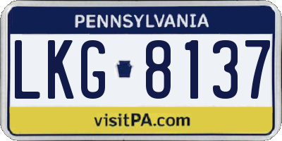 PA license plate LKG8137