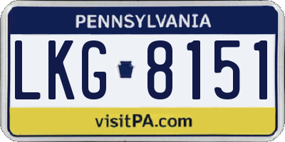 PA license plate LKG8151