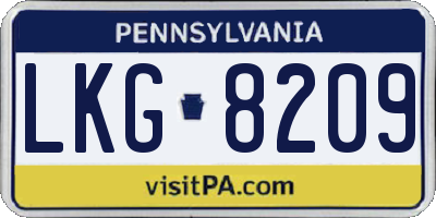 PA license plate LKG8209
