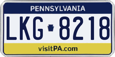 PA license plate LKG8218