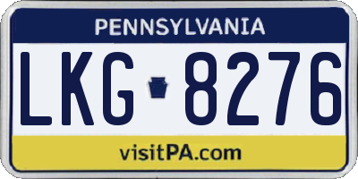 PA license plate LKG8276