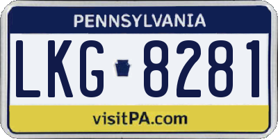 PA license plate LKG8281