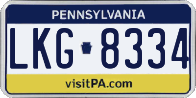 PA license plate LKG8334