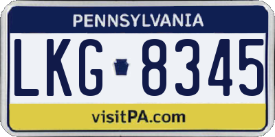 PA license plate LKG8345