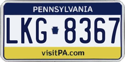 PA license plate LKG8367