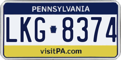 PA license plate LKG8374