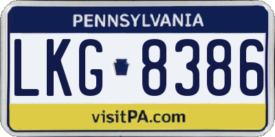 PA license plate LKG8386