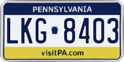 PA license plate LKG8403