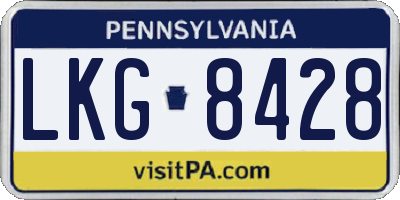 PA license plate LKG8428