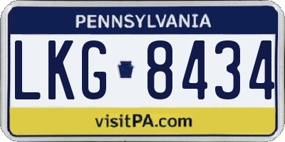 PA license plate LKG8434