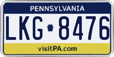PA license plate LKG8476