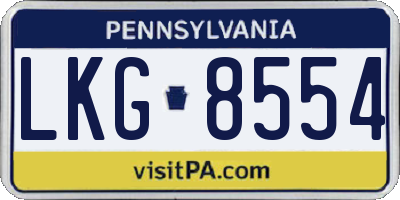 PA license plate LKG8554