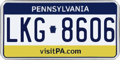 PA license plate LKG8606