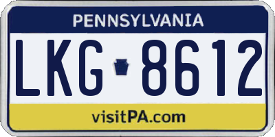 PA license plate LKG8612