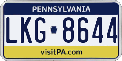 PA license plate LKG8644