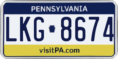 PA license plate LKG8674