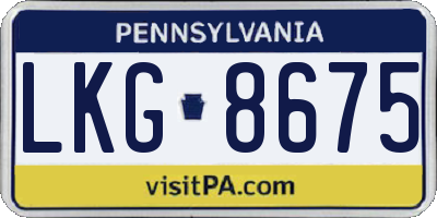 PA license plate LKG8675