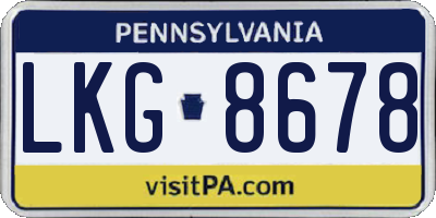 PA license plate LKG8678