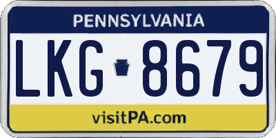 PA license plate LKG8679