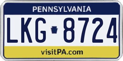 PA license plate LKG8724