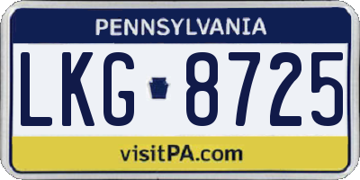PA license plate LKG8725
