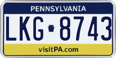 PA license plate LKG8743