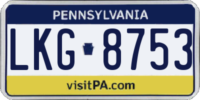 PA license plate LKG8753