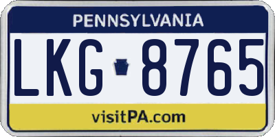 PA license plate LKG8765