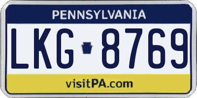 PA license plate LKG8769