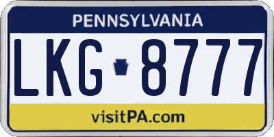 PA license plate LKG8777