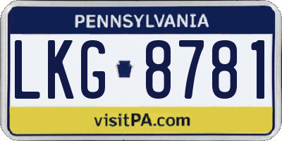 PA license plate LKG8781