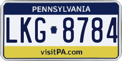 PA license plate LKG8784