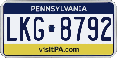 PA license plate LKG8792