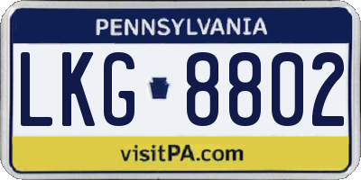 PA license plate LKG8802