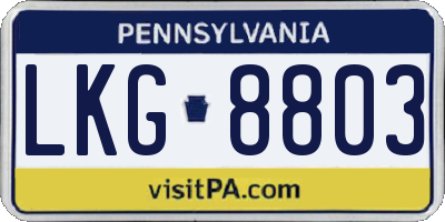 PA license plate LKG8803