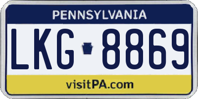 PA license plate LKG8869