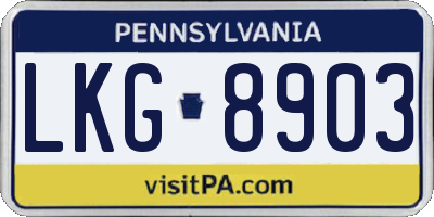 PA license plate LKG8903