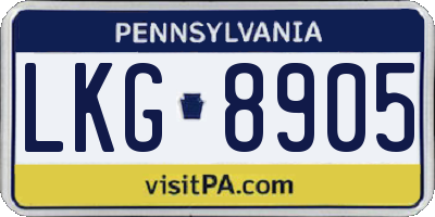 PA license plate LKG8905