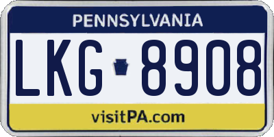 PA license plate LKG8908