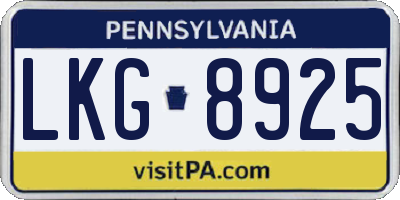 PA license plate LKG8925