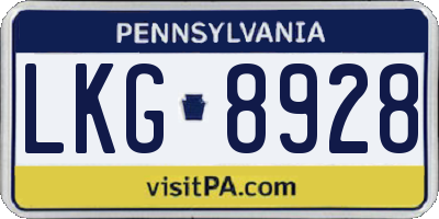 PA license plate LKG8928