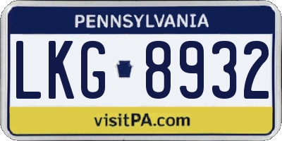 PA license plate LKG8932