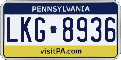 PA license plate LKG8936