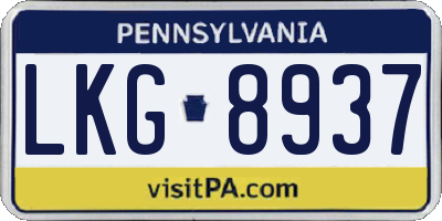 PA license plate LKG8937