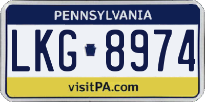 PA license plate LKG8974