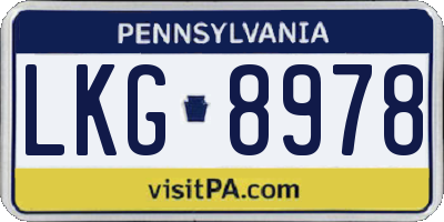 PA license plate LKG8978